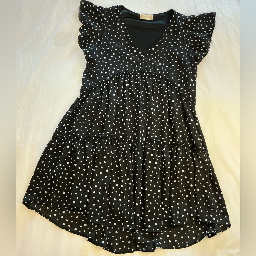Altar'd State Black with White Polka Dot Dress women’s size Small